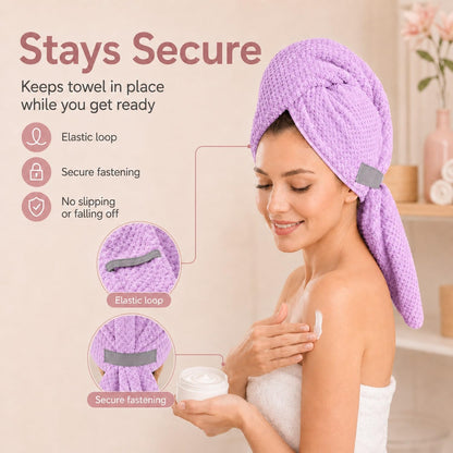 Large Hair Towel Wrap for Women, Quick-Dry Turban, Ultra Absorbent & Anti-Frizz, Ideal for Long, Thick & Curly Hair, Soft Lightweight Microfiber Drying Towel (24x42, Blue)