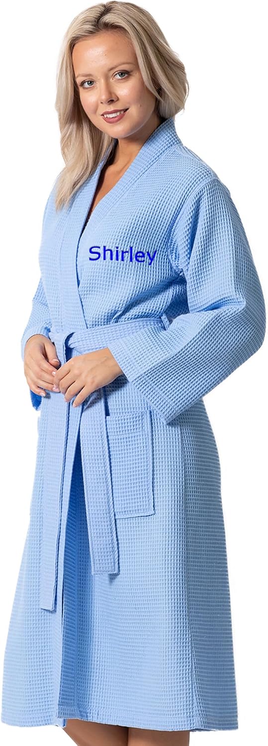 Turkish Linen Waffle Knit Lightweight Kimono Spa & Bath Robes for Women - Quick Dry - Soft