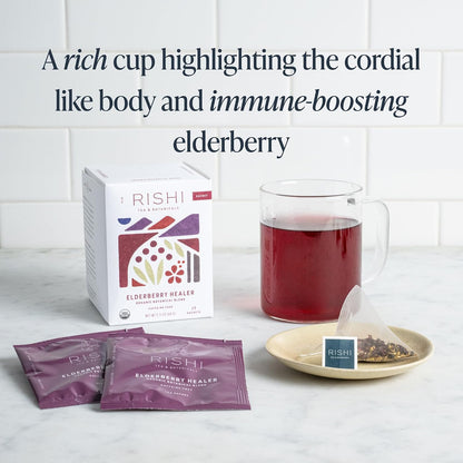 Rishi Tea Elderberry Healer Organic Herbal Tea Bags, Caffeine Free, 15ct