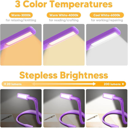 Reading Light, Rechargeable Neck Light, Stepless Dimming Book Light