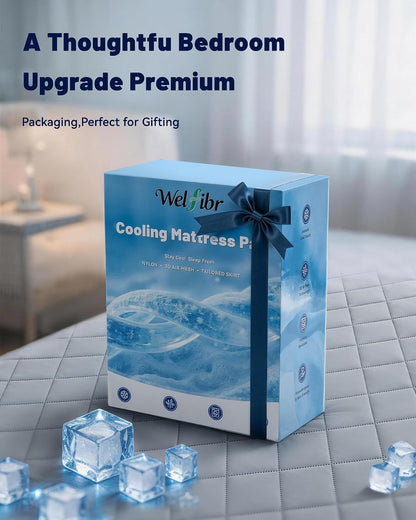 Cooling Mattress Pad for Hot Sleepers Noiseless Mattress Protector Bed Cooling Pad 3X Breathable Mattress Topper Q-Max 0.45 Cool Touch, 3D Mesh Deep Pocket Bed Cooling Cover Grey Full
