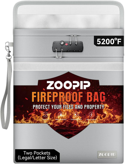 Fireproof Document Bag with Lock (15"x12"), for Legal Letter Files