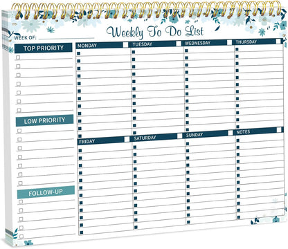 Thboxes Weekly To Do List Notepad, 8.5"x11" Desk Planner 52 Sheets, Green | 100GSM Paper Undated Habit Planner, Productivity Organizer Notepad, for Home School Office Work, Travel, College Essentials