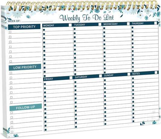 Thboxes Weekly To Do List Notepad, 8.5"x11" Desk Planner 52 Sheets, Green | 100GSM Paper Undated Habit Planner, Productivity Organizer Notepad, for Home School Office Work, Travel, College Essentials