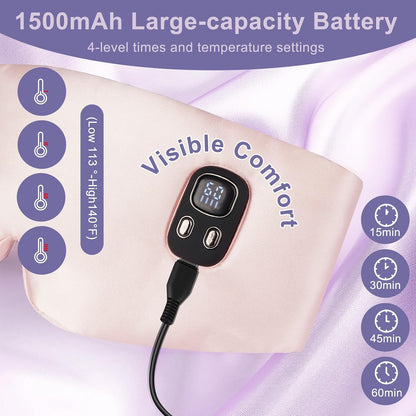 100% Mulberry Silk Cordless Heated Eye Mask, Cordless Heated Eye Masks for Dry Eyes, 4 Time Levels and 4 Temperature Settings, Visualized LED Screen, 1500mAh, Total Light Blocking