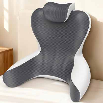 Reading Pillow for Bed, 22”H Back Pillow for Sitting Up,Bed Chair Pillows with Lumbar Rest & Neck Support,Backrest Cushion with Arms for Reclining,Gaming,Resting,Watching TV in Couch or Floor