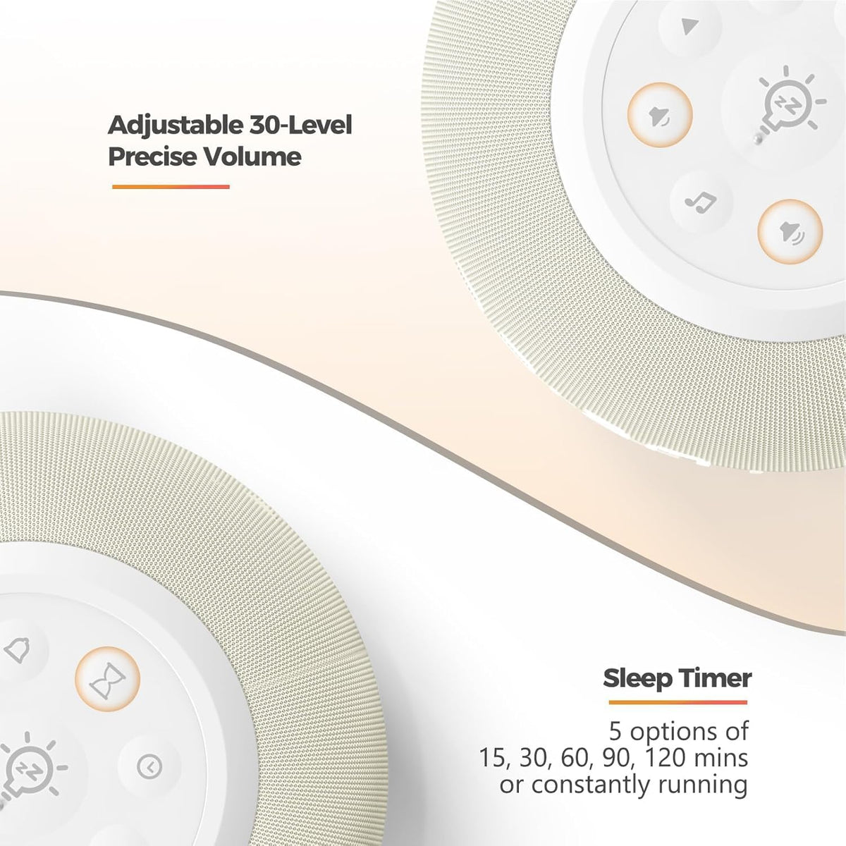 REACHER Auto-Dimmable Sound Machine Alarm Clock with 20 Sounds&Night Light