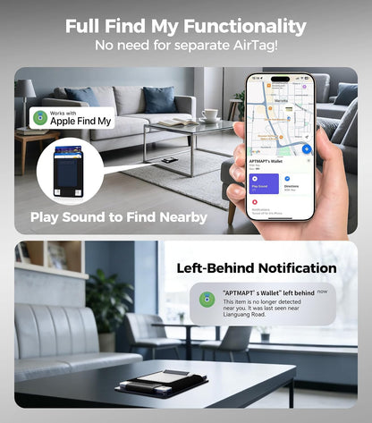 for MagSafe Wallet Works with Apple Find My, 5-Card RFID Holder with Pop-Up Strap, Strong Magnetic Wallet for iPhone 17/16/15/14/13/12 Pro Max Air Plus, Wireless Charging, Black