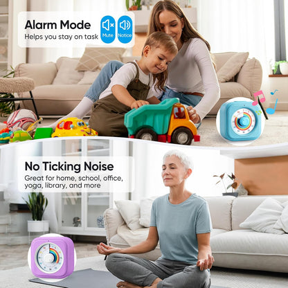 Rainbow Visual Timer for Kids, 60 Minute Silent Countdown Clock with Color Disk, Time Management Tool for ADHD, Classroom, Kitchen, Office, Study, Pomodoro