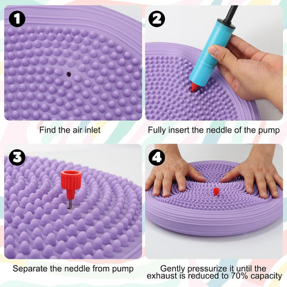 8 PCS Wiggle Seat Inflated Wobble Cushion 13 Inch Balance Disc Sensory Flexible Seat for Sensory Balance Pad for Physical Exercise Improving Posture Home Office (Needle Pump Included)