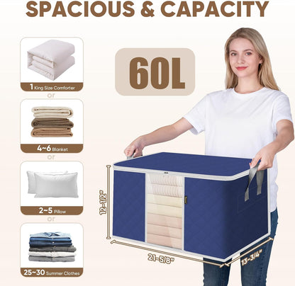 BALEINE Clothes Storage Bags, 24 Gallon Storage Containers with Reinforced Handle, Sturdy Zipper, Closet Organizer for Blanket, Comforter, Pillow, Bedding (Brown)