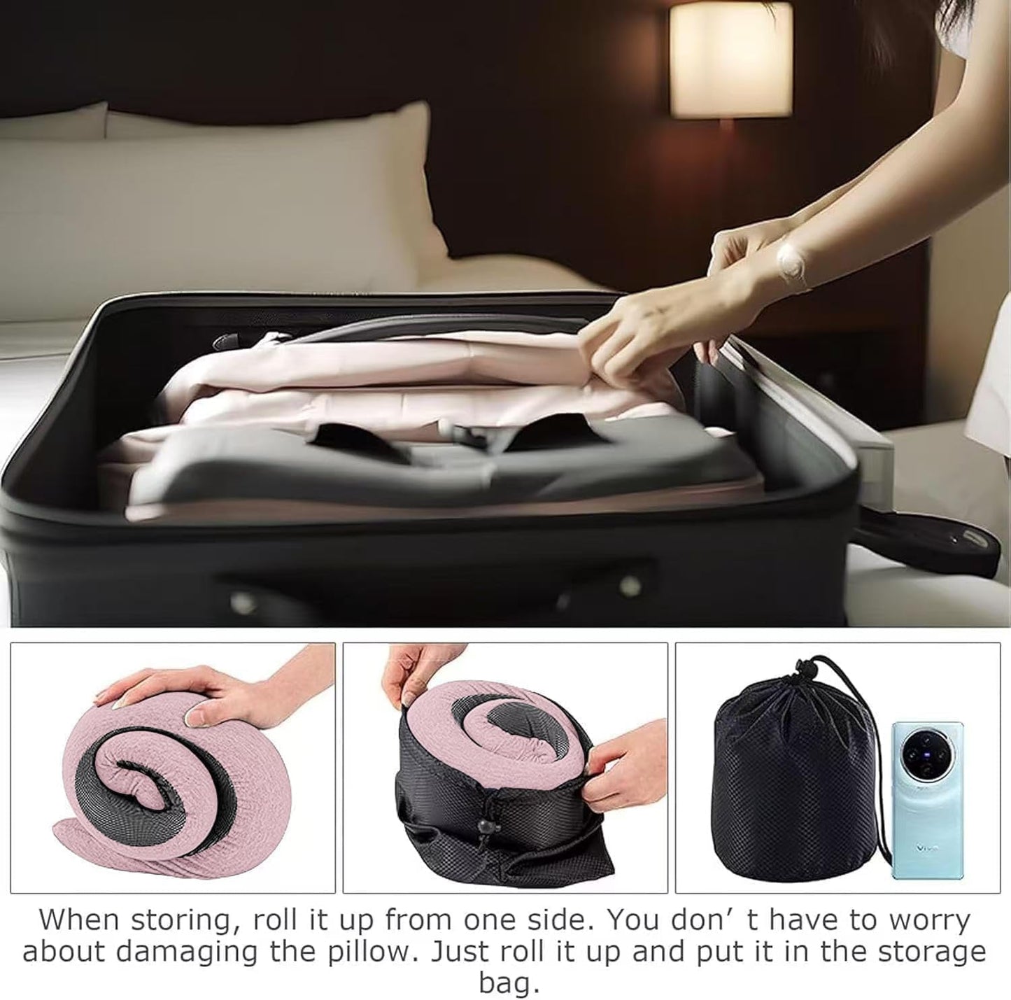 WEERSHUN Travel Pillow for Airplanes, 2026 New Memory Foam Neck Pillow with Chin Wrap for Traveling, Suitable for Airplanes, Offices and Cars (Dark Gray)
