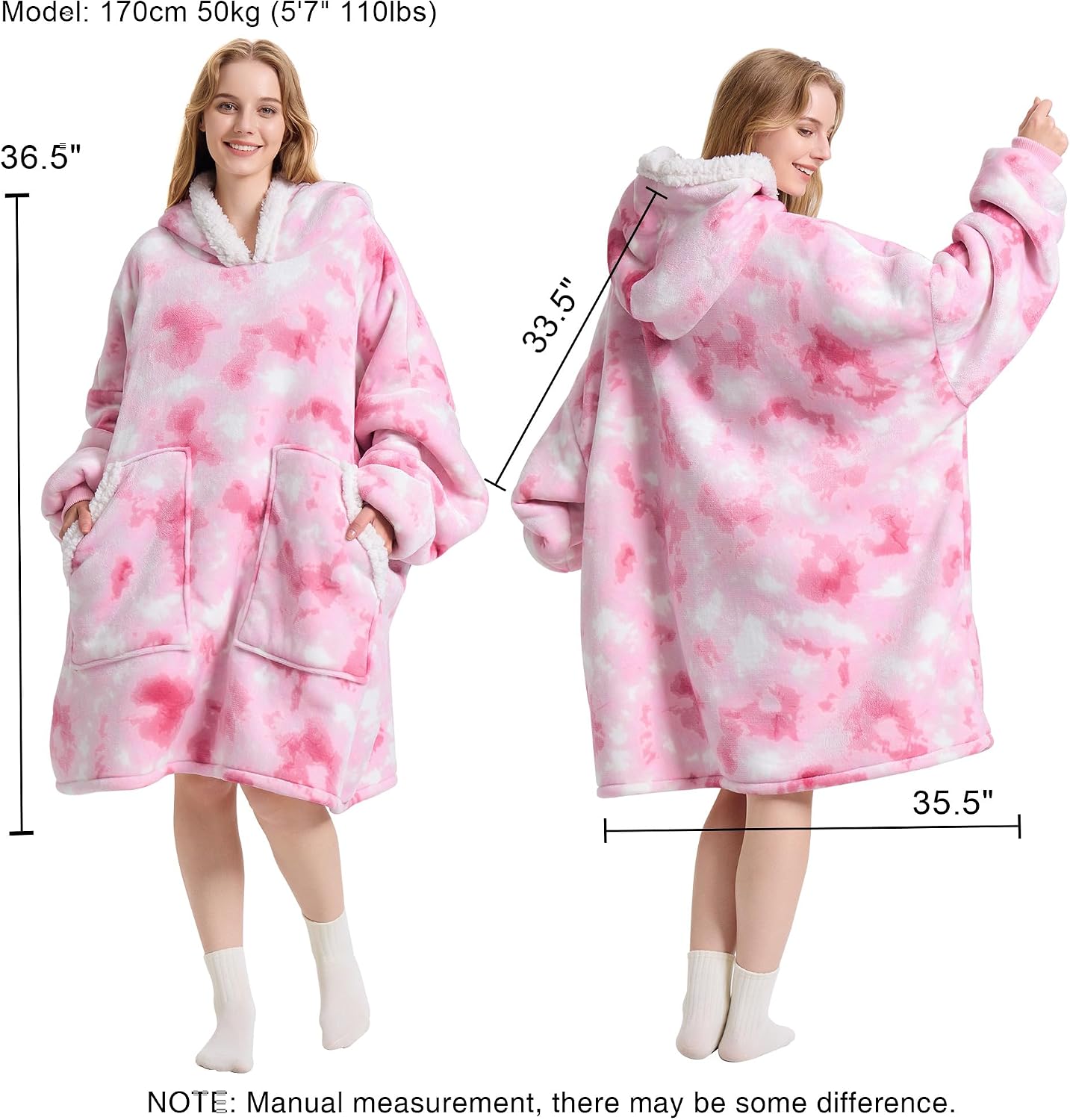 Kipswiza Wearable Blanket Hoodie Gifts for Women and Men, Oversized Cozy Warm Flannel Sherpa Hooded Blankets Sweatshirt with Giant Pockets for Adult and Teens, Dark Gray