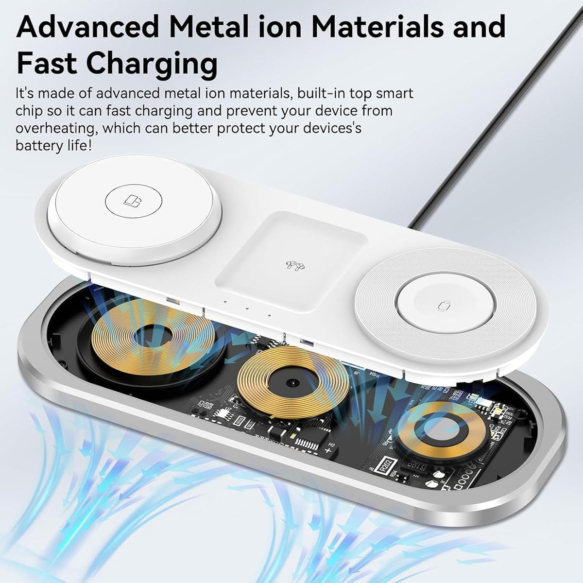 3 in 1 Fast Wireless Charger Stand for iPhone, Foldable Travel Charging Station for Magsafe for iPhone 17/Air/16/15/14/13/12 Series, Apple Watch Series, AirPods pro/2/3/4, Gifts for Women Men (Golden)