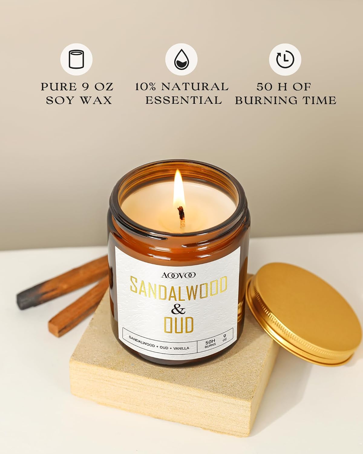 AOOVOO Coconut Vanilla Candles - 9 oz Scented Candles, Aromatherapy Candle, Soy Candle for Home Scented