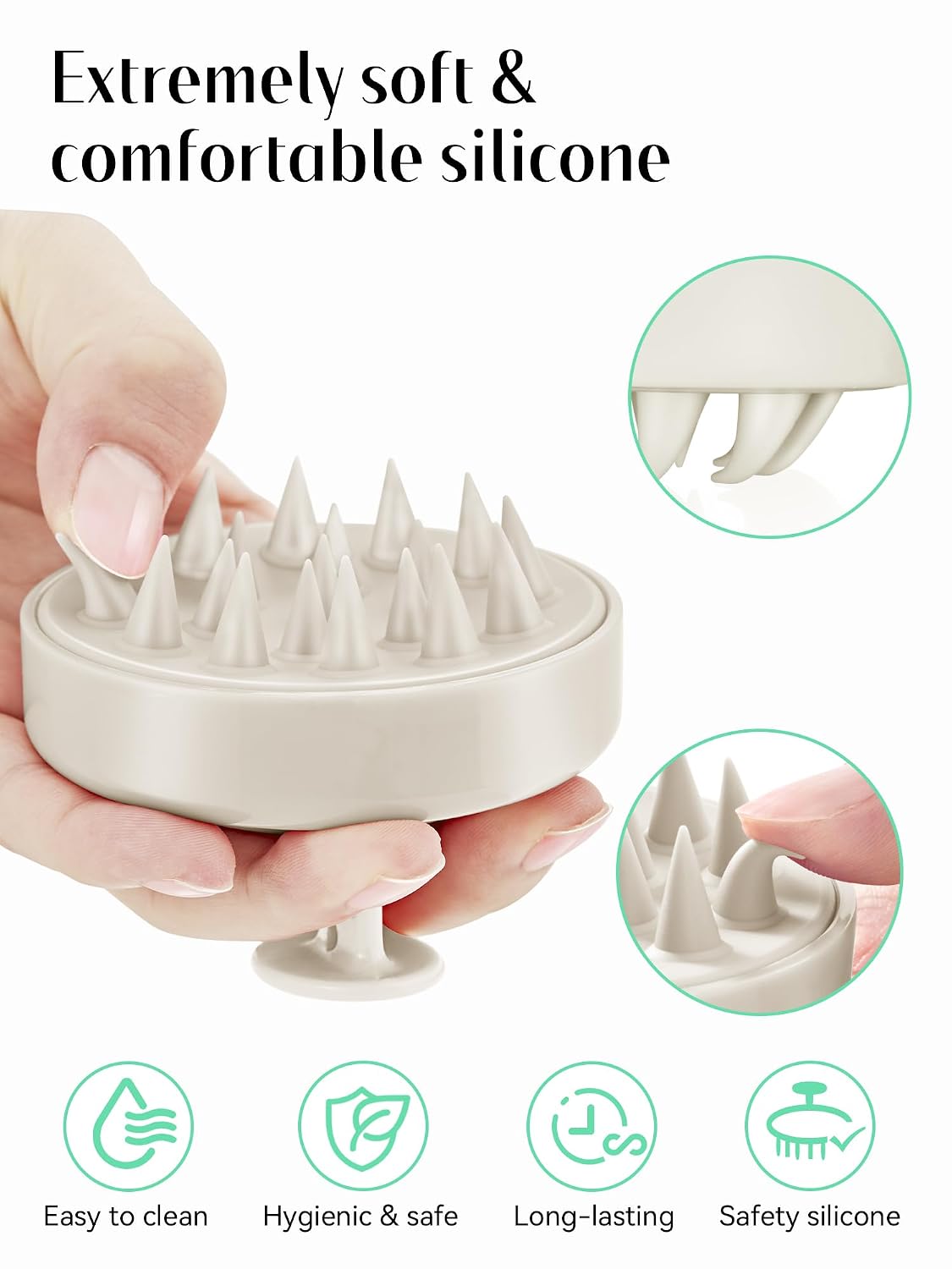 HEETA Scalp Massager Hair Growth, Soft Silicone Scalp Scrubber Shampoo Brush for Exfoliation, Dandruff Removal Head Massage Stress Relax, Wet & Dry Use for Thick Thin Curly Hair Care, Black
