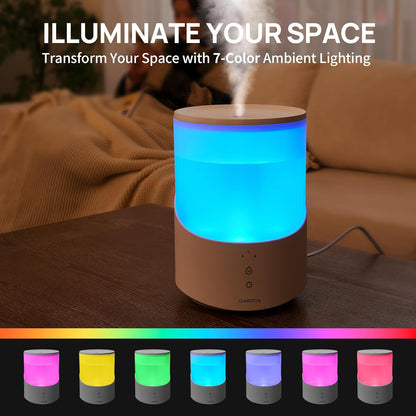 Clarston 2L Cool Mist Humidifier for Bedroom with 360° Adjustable Nozzle, High and Low Mist Levels, Ultra-Low Noise, Light-Off, No BPA, Auto Shut Off, Ideal Baby Humidifier with Easy Top Filling