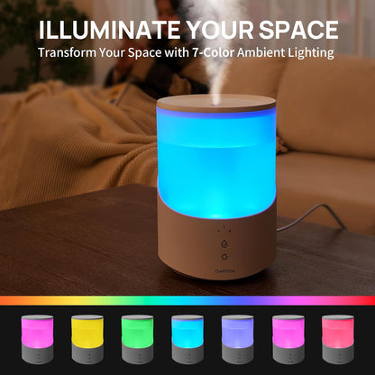 Clarston Humidifiers for Bedroom, 2L Cool Mist Humidifier, 24dB Quiet Sleep