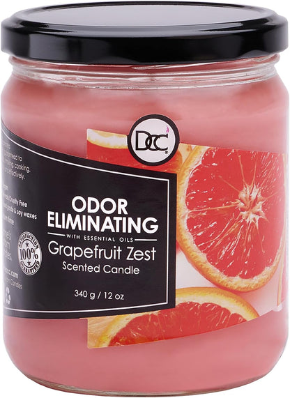 Vanilla Bean Odor Eliminating Highly Fragranced Candle - Eliminates 95% of Pet, Smoke, Food, and Other Smells Quickly - Up to 80 Hour Burn time - 12 Ounce Premium Soy Blend - Colors A