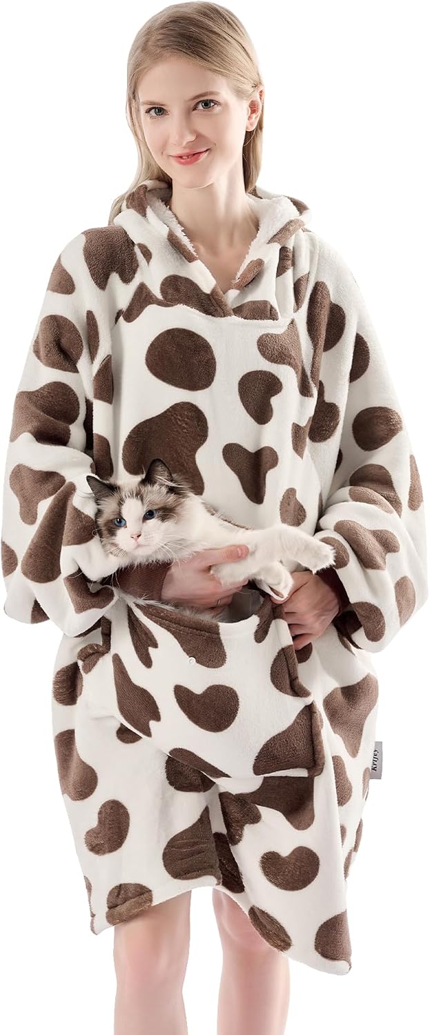 Krifey Wearable Blanket Hoodie, Oversized Sherpa Hooded Blanket for Adults | Soft sherpa fleece with sleeves and pocket; oversized fit for lounging, WFH, camping, Christmas and white elephant gifts.