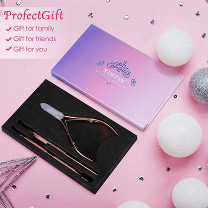 YINYIN Cuticle Trimmer with Cuticle Pusher and Cutter, Professional Stainless Steel Nippers, Cutter Clippers, Cuticle Remover, Pedicure Manicure Tools for Fingernails and Toenails, Sliver