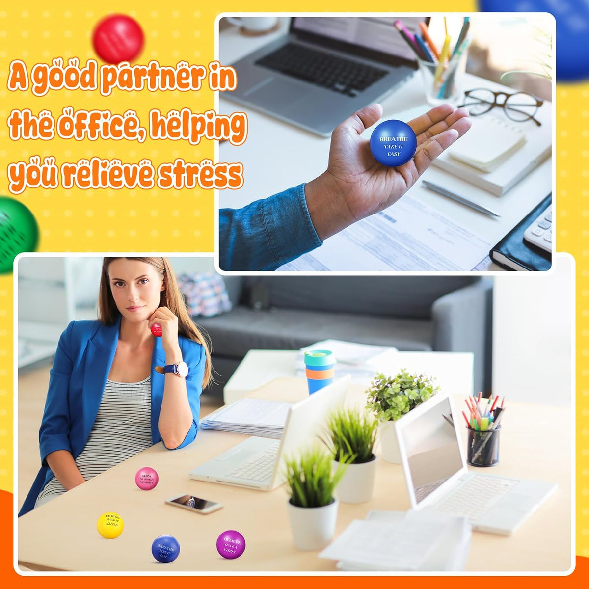 Blulu 60 Pcs Stress Ball Bulk for Adult Kid, Stress Relief Balls