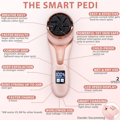 Electric Callus Remover for Feet with Vacuum, Professional Pedicure Tools Kit, Rechargeable Waterproof Foot File for Foot Care Deadskin Remover with 3Heads&2Speed,LCD Display