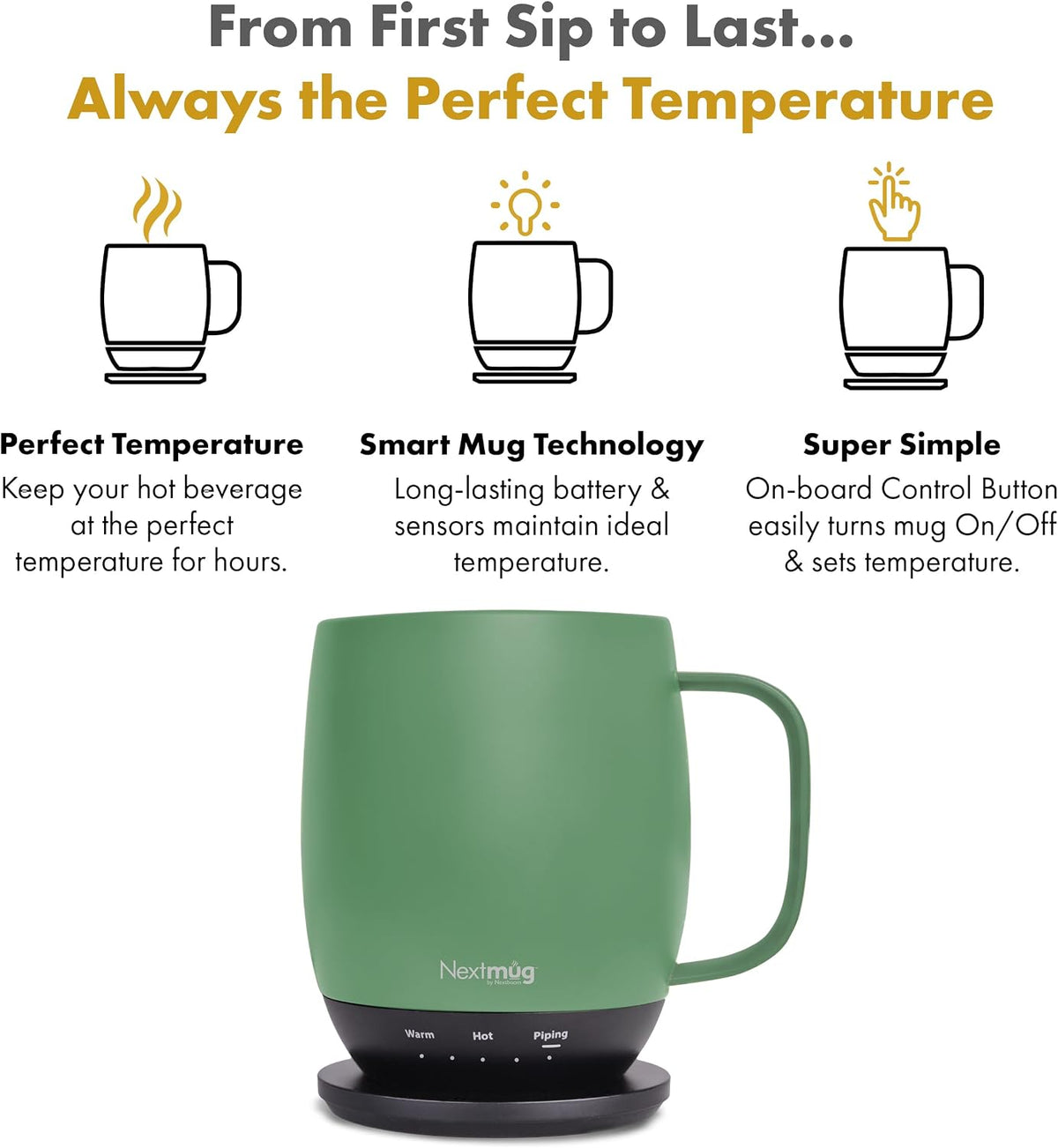 Nextmug - Temperature-Controlled, Self-Heating Coffee Mug