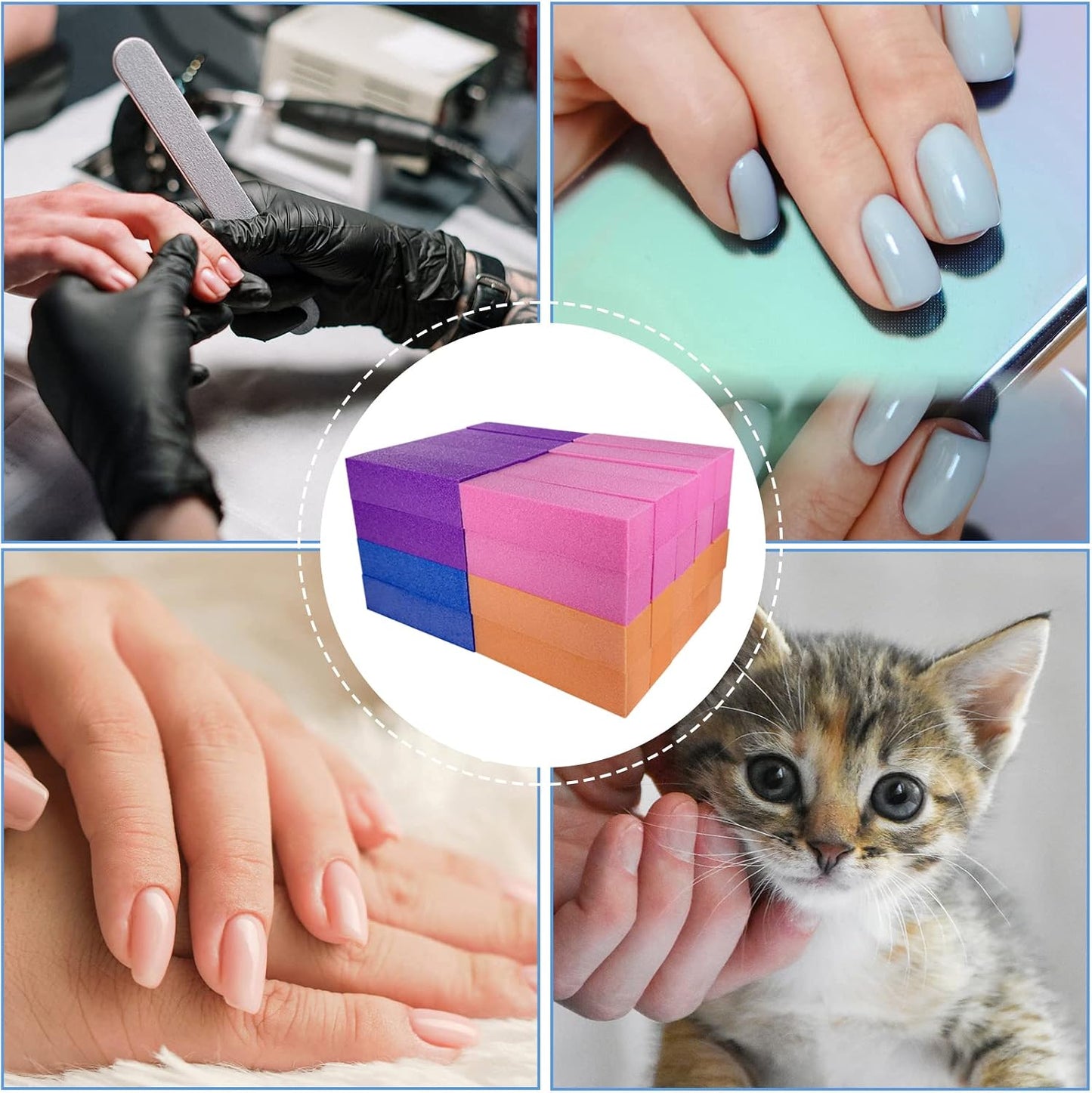 10 Pcs Nail Buffer Block for Acrylic and Natural Nails, 4 Sided Sanding Buffers for Gel Nails Fingernail Shine Buffing Filer Set, Professional Manicure Polisher Buffer Bulk Medium Grit (Purple)