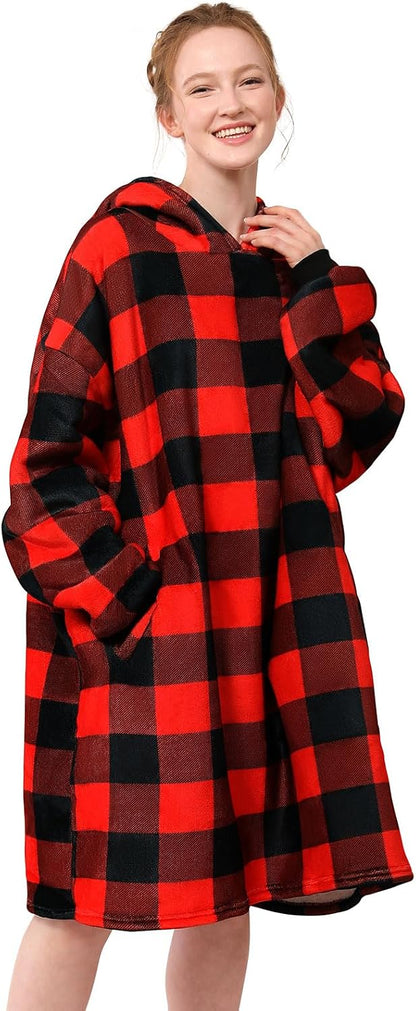 LetsFunny Blanket Hoodie,Oversized Wearable Sherpa Fleece Blanket Sweatshirt,Super Soft Warm Cozy with Giant Pocket,Gifts for Women Men Adults Teenagers, One Size Fits All