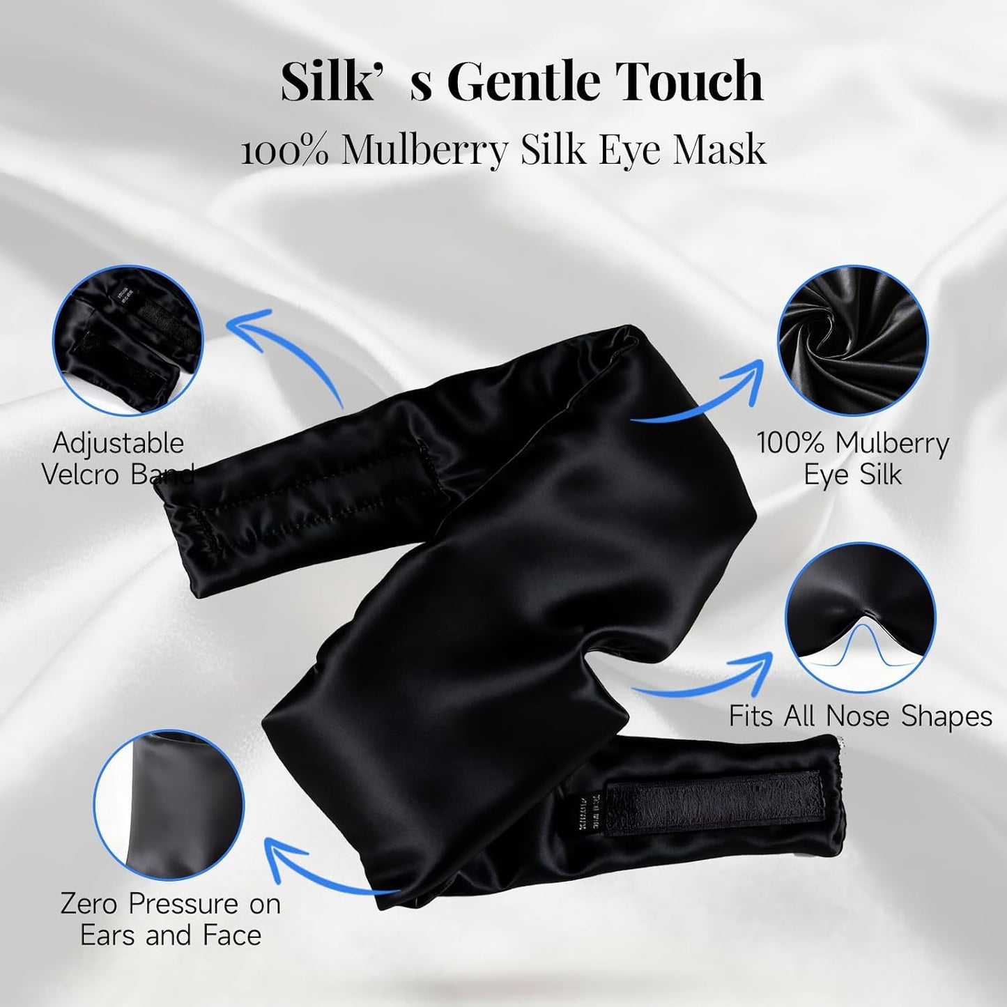 Cotton Sleep Eye Mask for Men Women, 100% Blocking Light Sleeping Mask for Side Sleeper, Soft Zero Pressure Cooling Blackout Eye Masks for Sleep, Eye Covers for Sleeping fits All Heads Adjustable