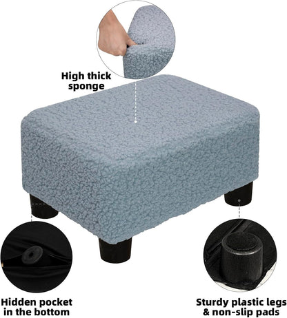 CAROLMADE Small Foot Stool Ottoman Footstool with Legs Under Desk Footrest for Living Room Bedroom and Office,Linen-Grey