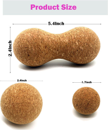 Cork Peanut Massage Ball, Lacrosse Ball Peanut Roller Massage for Rigger Point Therapy, Relax Muscles,Back Pain, Yoga & Posture Improvement