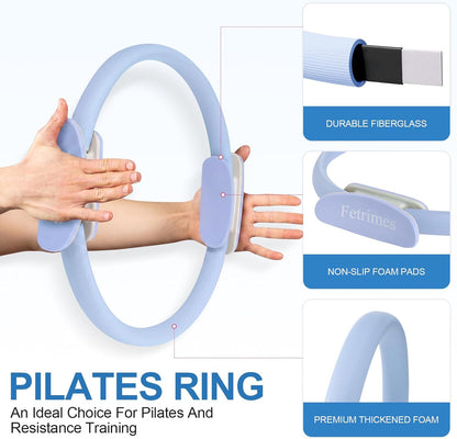Pilates Ring 15 Inch Magic Circle Ring, Dual Padded Handles Pilates Exercise Circle, Adjustable Yoga Ring