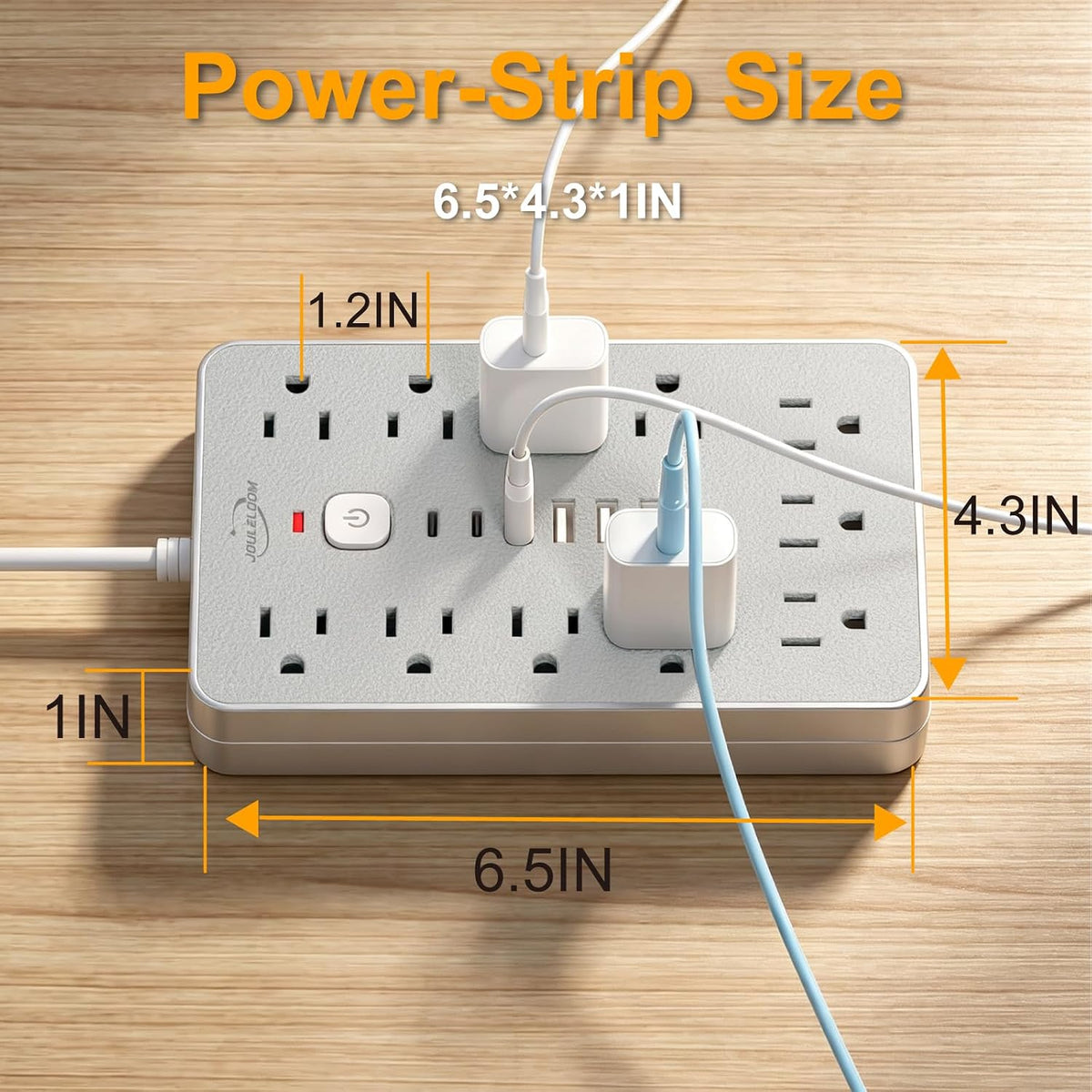 6 FT Flat Plug Surge Protector Power Strip,11 AC Outlets with 6 USB Ports