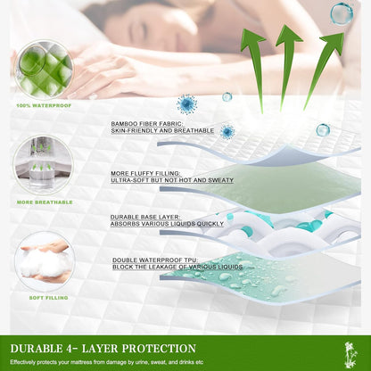 UNILIBRA Queen Mattress Protector Waterproof, Deep Pocket Mattress Pad Cover Fits to 6''-21'', Breathable Hollow Cotton Filling Quilted Mattress Protector for Queen Size