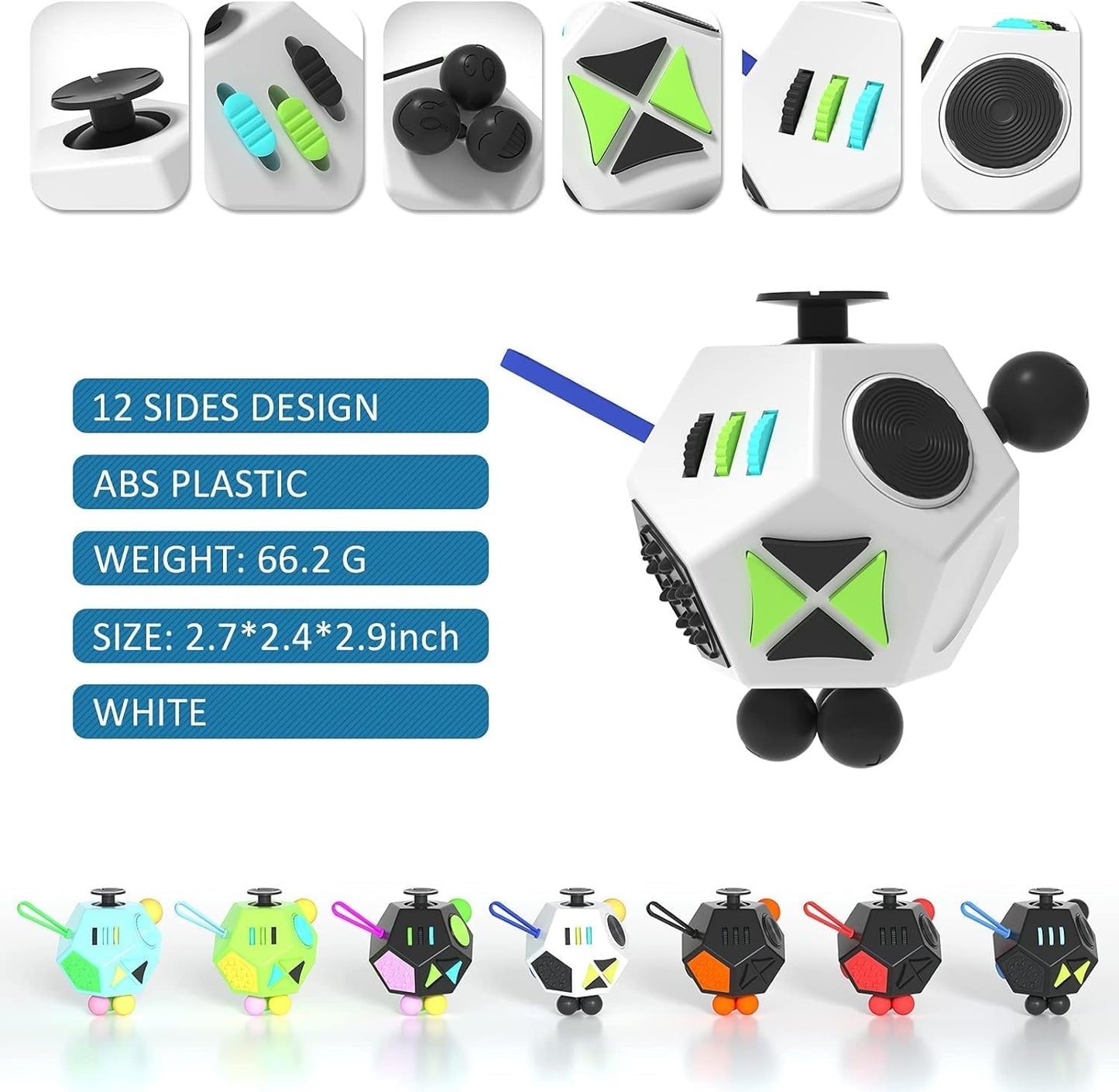 Fidget Dodecagon-12 Sided Fidget Toy Stress Relief Cube for Children and Adults, Silent Compact Classroom Gifts Stocking Stuffers for Teen Boys, Kids(B3 Blue Sky)