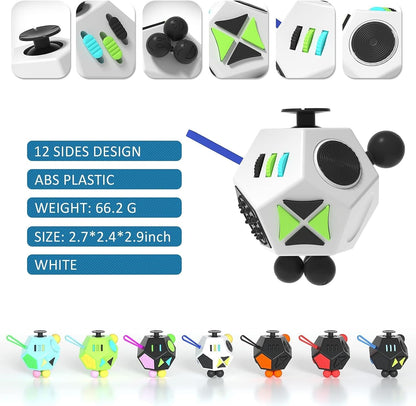 Fidget Dodecagon-12 Sided Fidget Toy Stress Relief Cube for Children and Adults, Silent Compact Classroom Gifts Stocking Stuffers for Teen Boys, Kids(B3 Blue Sky)