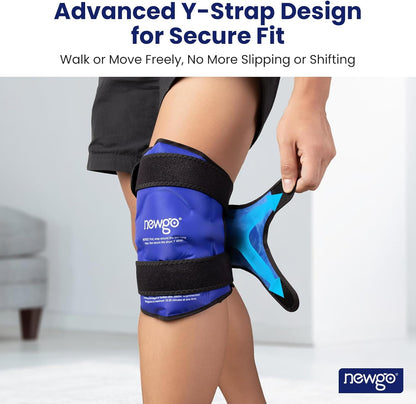 NEWGO Knee Ice Pack Wrap, Ice Pack for Knees Cold Compression Therapy for Knee Replacement Surgery, Arthritis Pain, ACL, Swelling, Sports Injuries (21.7" x 9.8") - Blue