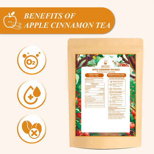 WT WEETEE Apple Cinnamon Herbal Tea Bags 60 Count, Warm & Cozy Fall Flavor