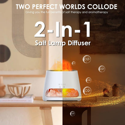 SALKING 2-in-1 Ultrasonic Essential Oil Diffuser & Himalayan Salt Lamp, Aromatherapy Diffuser Cool Mist Humidifier with 3 Brightness, Salt Therapy Lamp, 100% Pure Himalayan Salt Rock, 150ml (Marble)