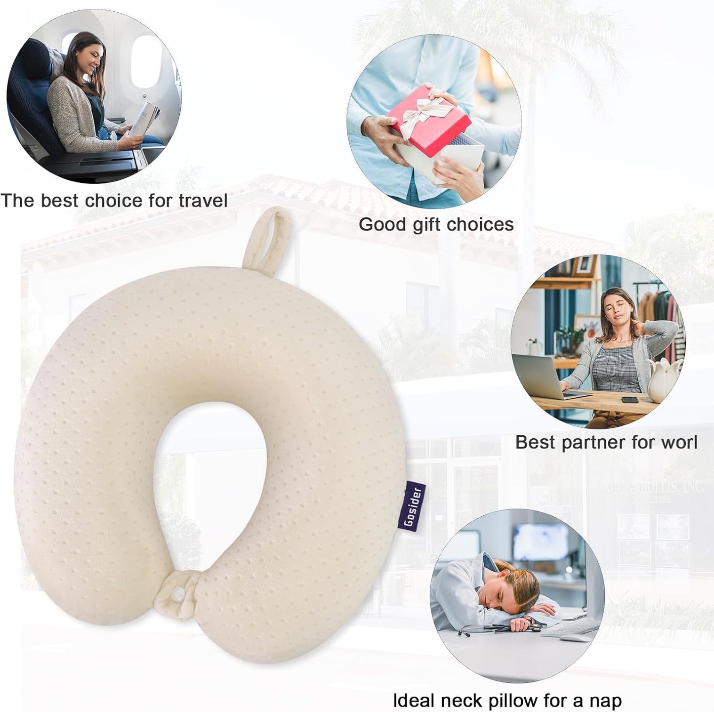 Neck Pillows for Sleeping Travel Pink Travel Pillow Comfortable U Shape Memory Foam Pillows Neck and Head Support Portable Travel Neck Pillow Suitable for Planes, Trains, Self-Driving Cars
