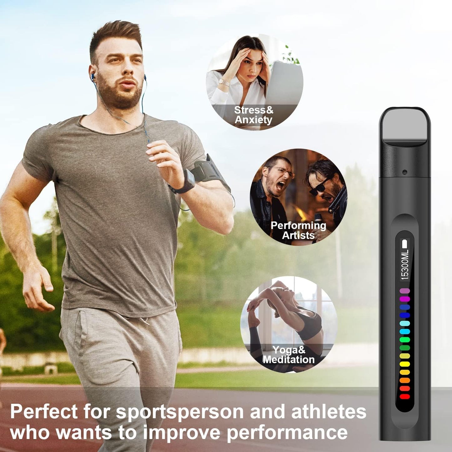 Breathing Trainer with Display, Portable Breathing Exercise Device, Rechargeable Breath Training Tool with Detachable Mouthpieces, Compact Handheld Design for Fitness, Daily Routine and Travel