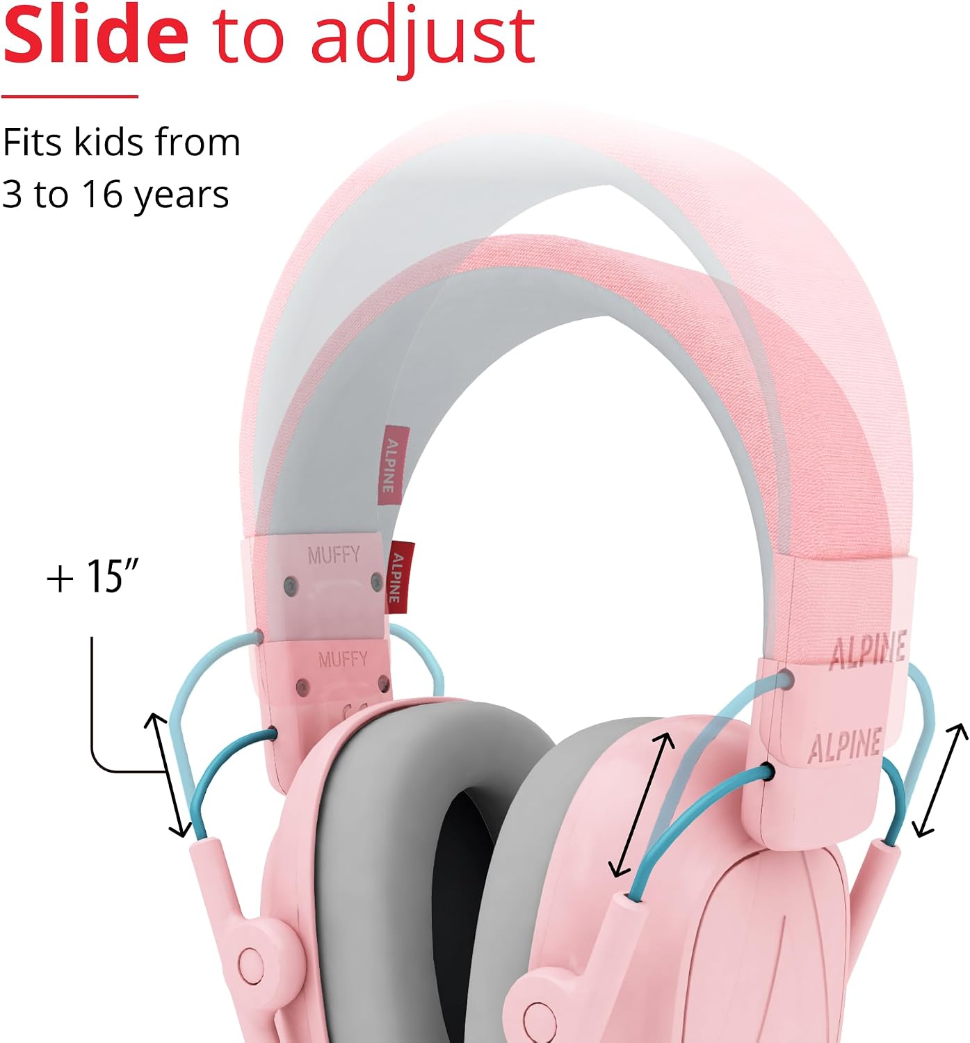 Alpine Muffy Kids - Hearing Protection - CE & ANSI Certified - Adjustable for Ages 3-16 years - Noise Cancelling Headphones - 25dB Sound Reduction Ideal for Protection and Concentration Aid – Black