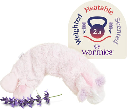 warmies Microwavable Neck & Shoulder Wrap - Dual-Temperature Heat Pack for Aches & Pain - Lavender-Scent Neck Warmer - Weighted Cervical & Shoulder Heating Pad - 2 lb, One Size, White/Pink