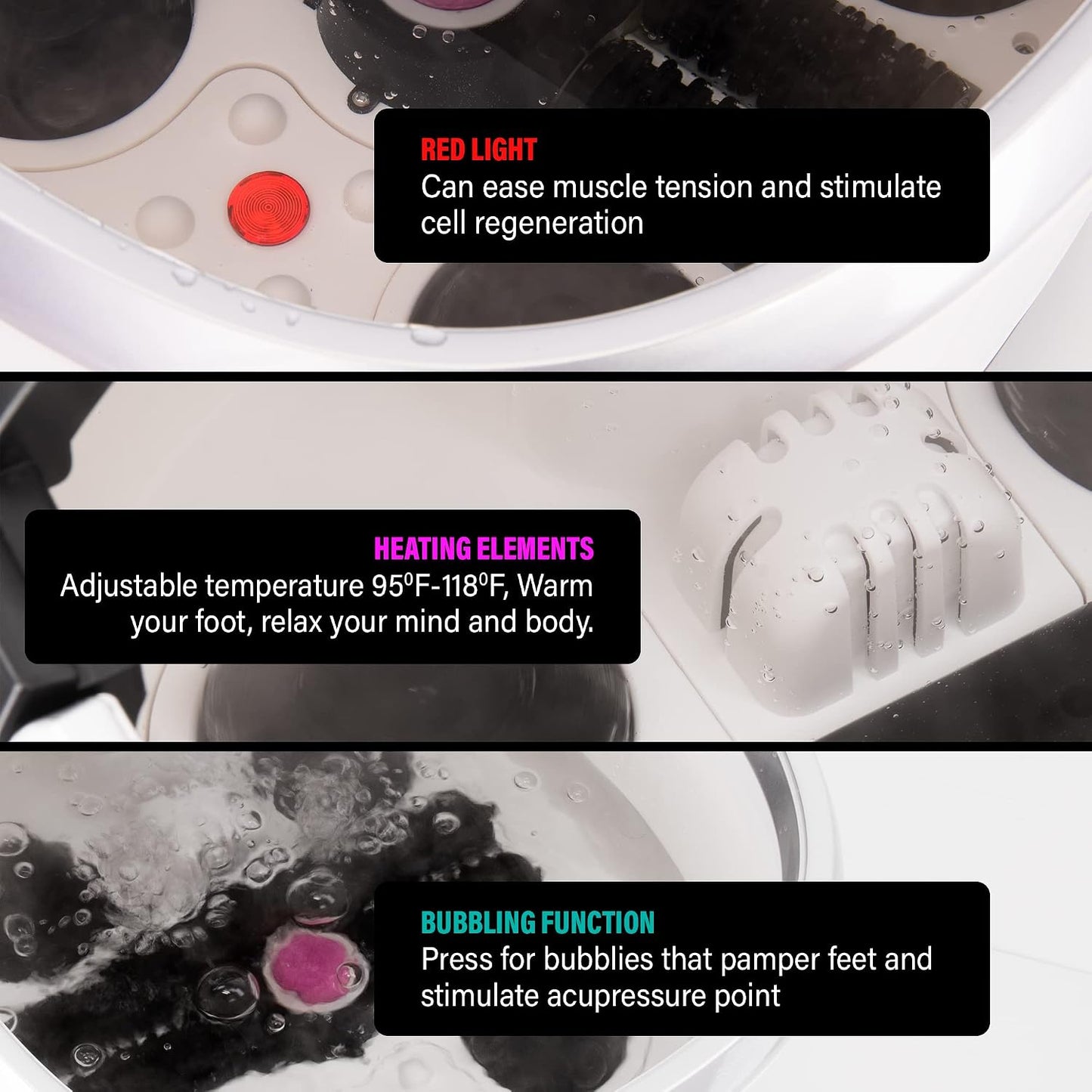 Luxury All in One Foot Spa - Motorized and Heated Foot Spa - Enjoy The Same Pedicure Foot Spa at Home Heat, Bubble Jets, Pedicure Stone, Motorized Massage Roller to Relieve Feet Stress