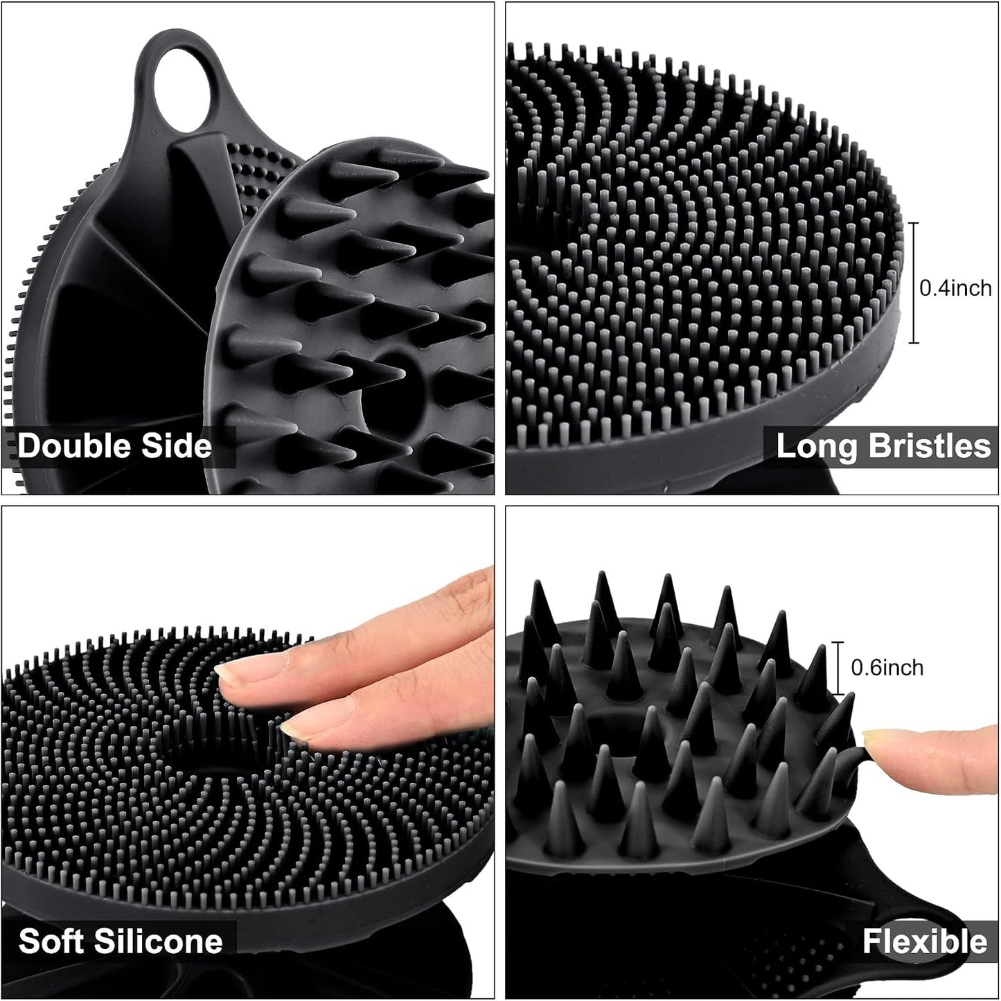 INNERNEED 2-in-1 Silicone Body Scrubber and Scalp Massager Shampoo Brush, Food-Grade Soft Material, More Hygienic, Easily Lather, Convenient for Travel, Gym, Business,etc (Pink)