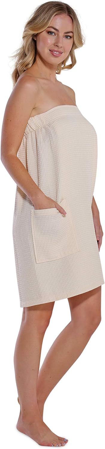 Turquaz Lightweight Knee Length Waffle Robes For Women Spa Bath Waffle