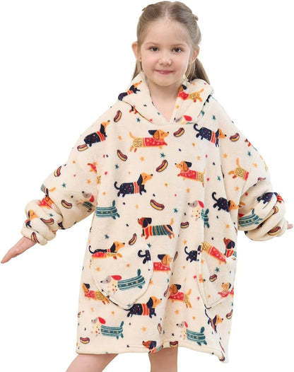 Fiosnow Glow in the Dark Unicorn Blanket Hoodies for Kids 6-13YR Oversize Wearable Blanket Hoodies for Boys Girls Teens