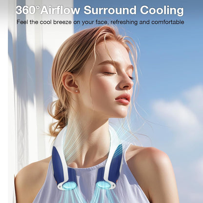 Hionly AI Neck Fan, 6 Speeds Adjustable Portable Personal Fan Rechargeable, Faster Cooling Wearable Fan, Ultra Quiet for Home, Office, Travel, Outdoor